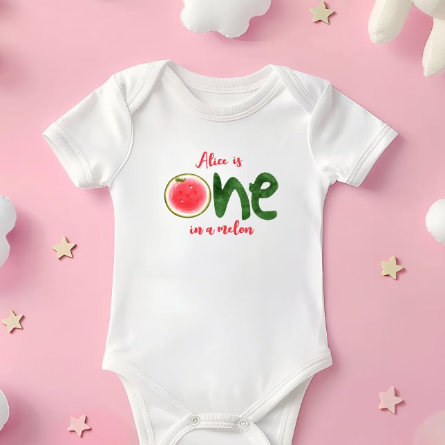 Watermelon one in a melon first Birthday Baby Bodysuit (Creator Uploaded)