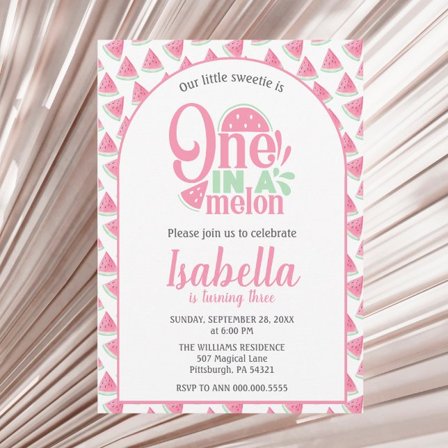 Watermelon One In A Melon Sweet Little Girl Invitation (Creator Uploaded)