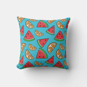 Watermelon & Orange Summer Fruit Throw Pillow