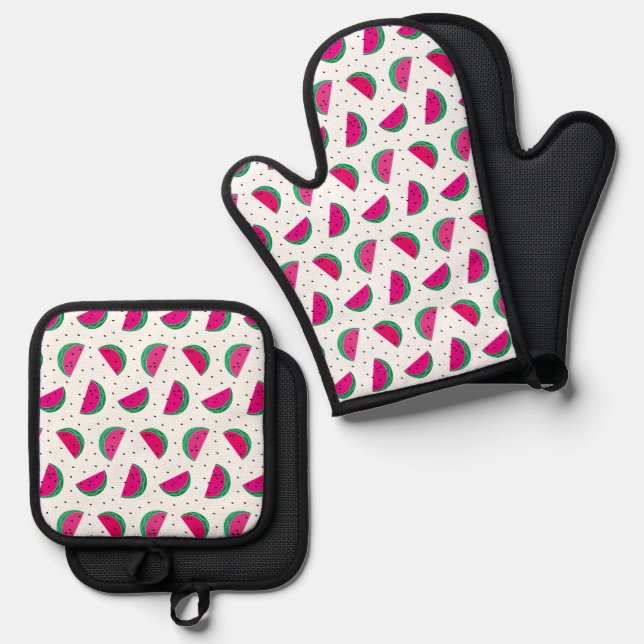 Watermelon. Oven Mitt & Pot Holder Set (Front/Back)