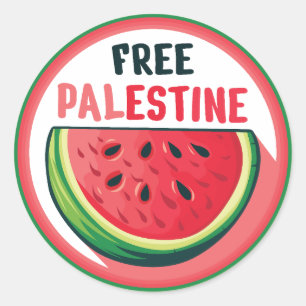 Watermelon Palestine Free Colorfull Classic Round Sticker