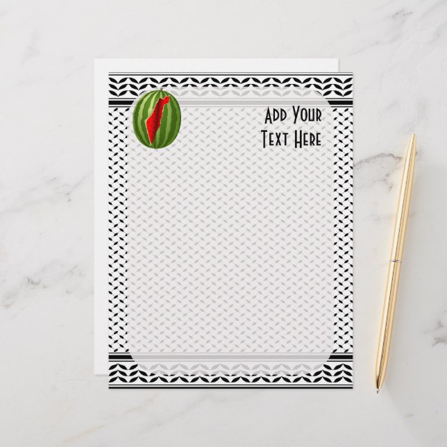Watermelon Palestine Map Slice Custom Letterhead (Front/Back In Situ)