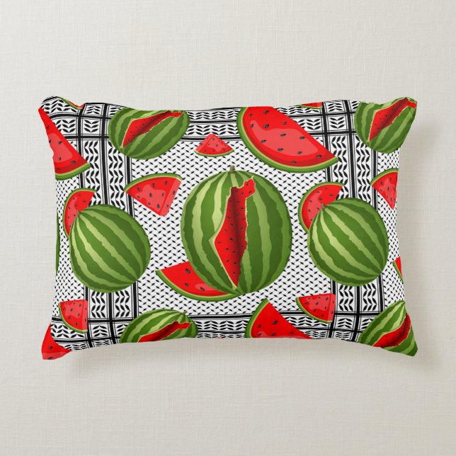 Watermelon Palestine Map Slice Decorative Cushion (Front)
