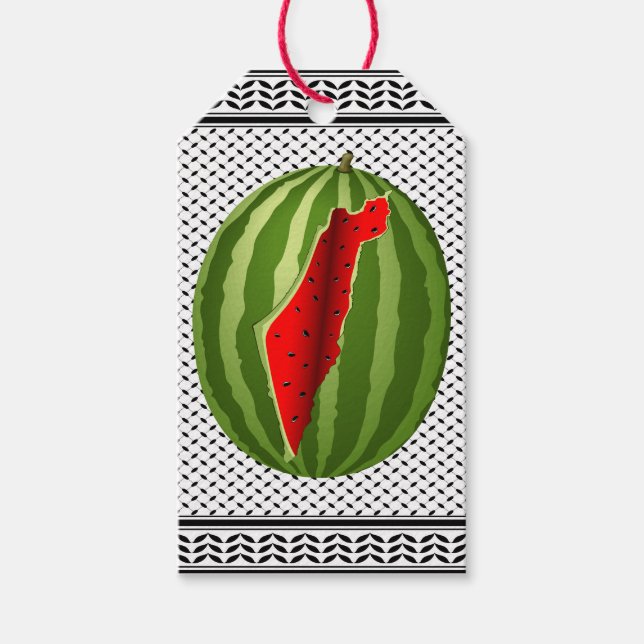 Watermelon Palestine Map Slice Gift Tags (Front)