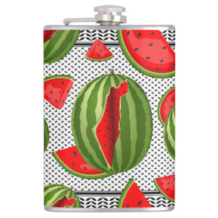 Watermelon Palestine Map Slice Hip Flask