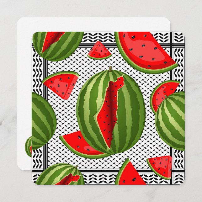 Watermelon Palestine Map Slice Holiday Card (Front/Back)
