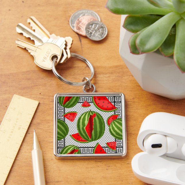 Watermelon Palestine Map Slice Key Ring (Desk)