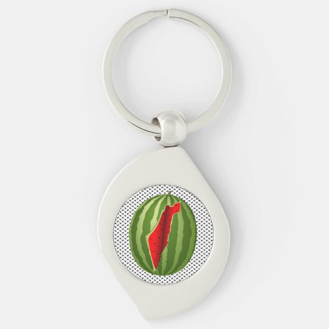 Watermelon Palestine Map Slice Key Ring (Front)