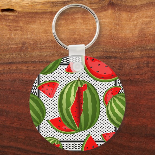 Watermelon Palestine Map Slice Key Ring (Front)