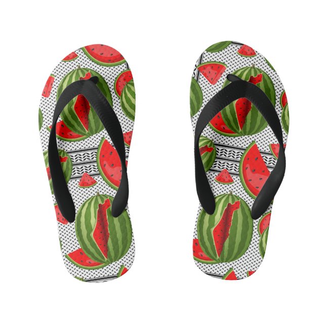 Watermelon Palestine Map Slice Kid's Thongs (Footbed)