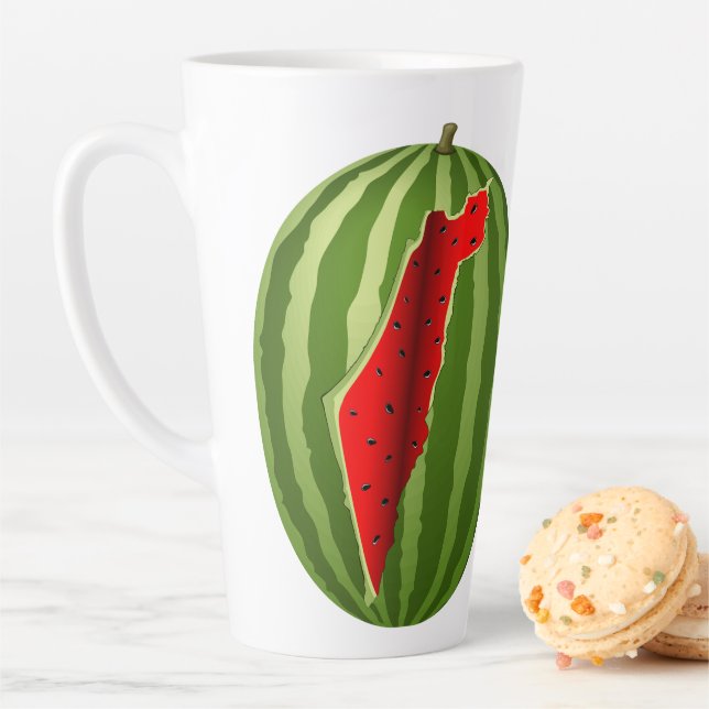 Watermelon Palestine Map Slice Latte Mug (In Situ)