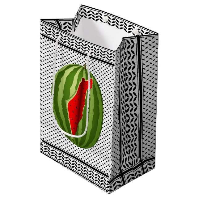 Watermelon Palestine Map Slice Medium Gift Bag (Front Angled)