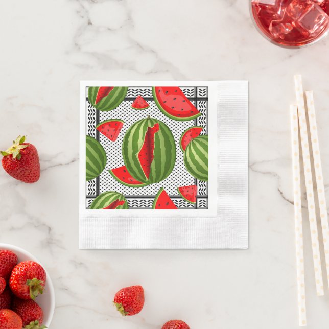 Watermelon Palestine Map Slice Napkin (Insitu)