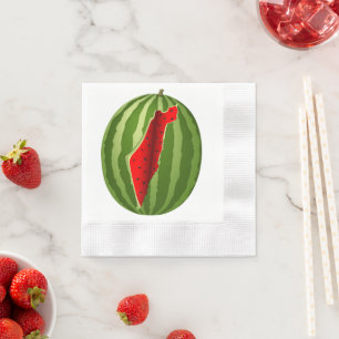 Watermelon Palestine Map Slice Napkin