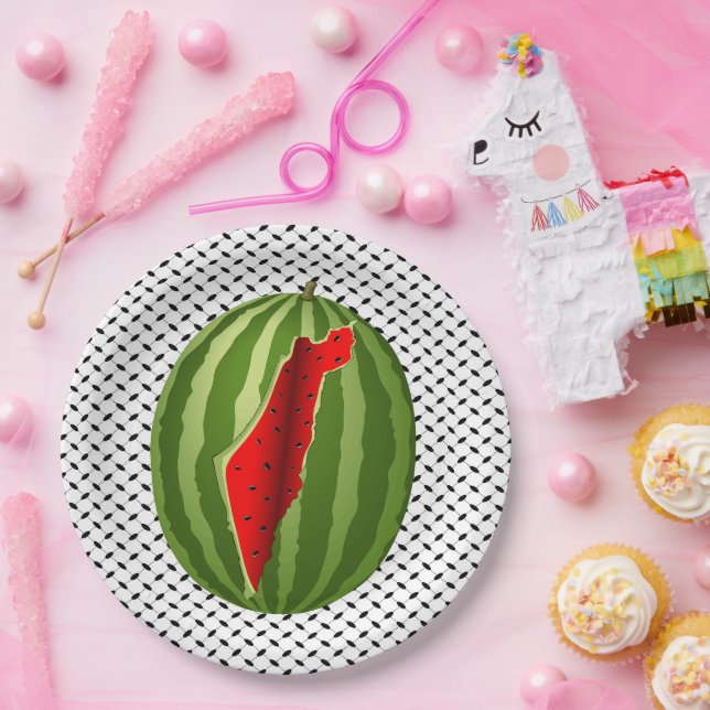 Watermelon Palestine Map Slice Paper Plate (Party)