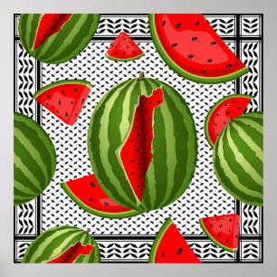 Watermelon Palestine Map Slice Poster