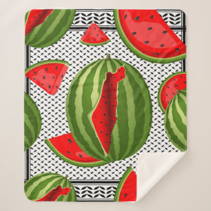 Watermelon Palestine Map Slice Sherpa Blanket