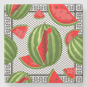 Watermelon Palestine Map Slice Stone Coaster
