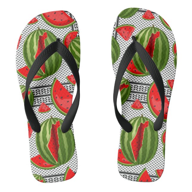 Watermelon Palestine Map Slice Thongs (Footbed)