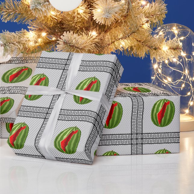 Watermelon Palestine Map Slice Wrapping Paper (Holidays)