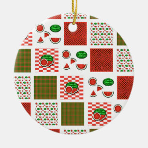 Watermelon Patchwork Ceramic Ornament