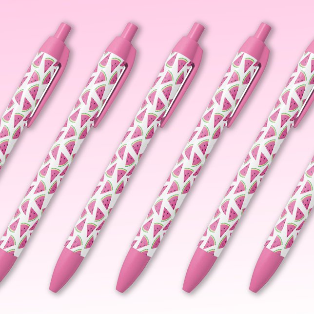 Watermelon pattern black ink pen (Pink watermelon pens, perfect for kids, home office or party favors.)