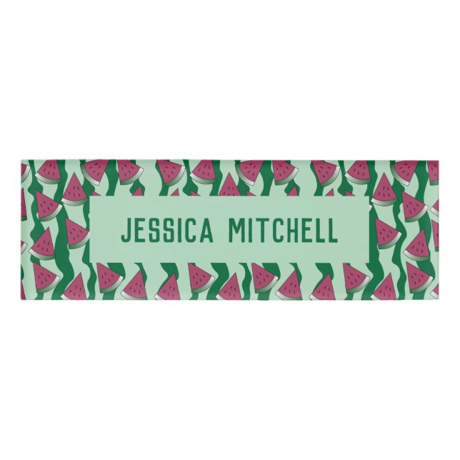Watermelon pattern Cafeteria Worker Name Tag (Front)
