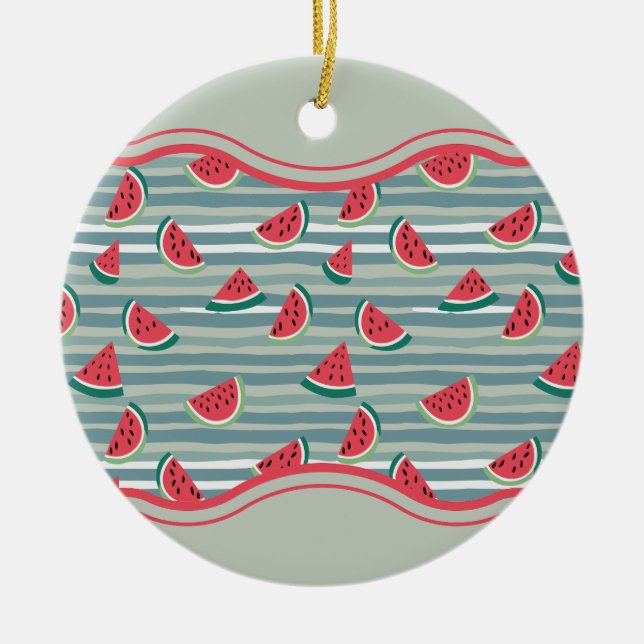 Watermelon Pattern Ceramic Ornament (Front)
