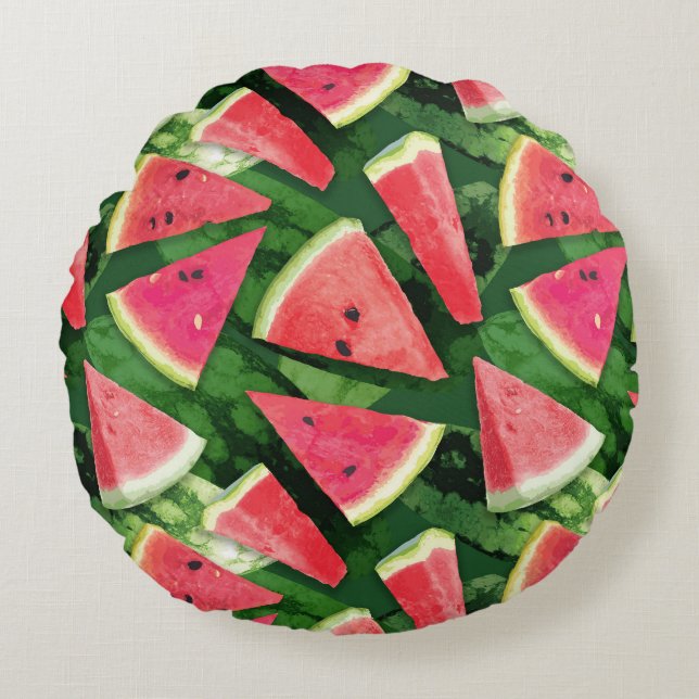 Watermelon Pattern Creation Round Cushion (Front)