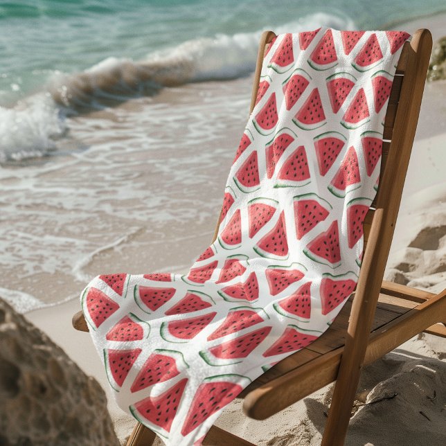 Watermelon Pattern Cute Pink Summer Fruit Beach Towel (Creator Uploaded)