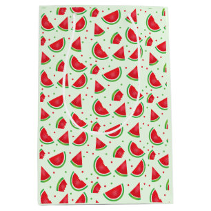 Watermelon Pattern Fruit Melon Light Green Red Medium Gift Bag