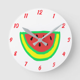 Watermelon Pattern Girl Baby Nursery Bedroom Cute Round Clock