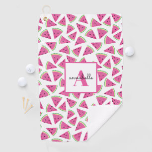 Watermelon Pattern Monogram Pink Golf Towel
