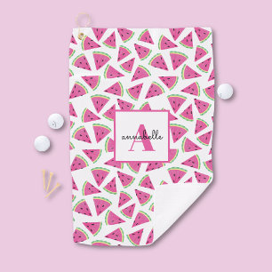Watermelon Pattern Monogram Pink Golf Towel