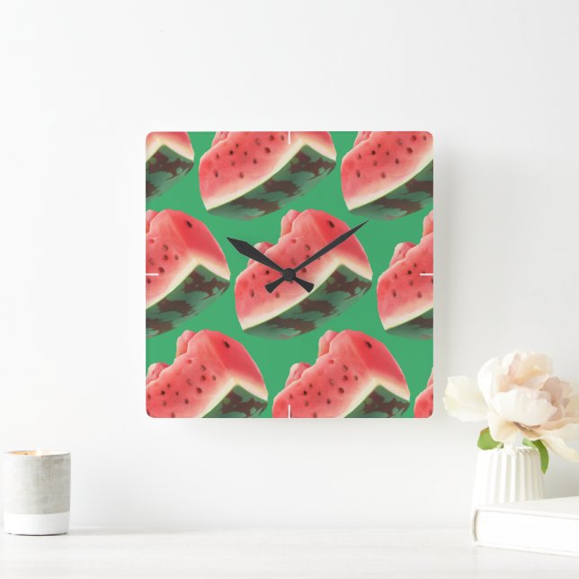 Watermelon Pattern Square Wall Clock (Home)