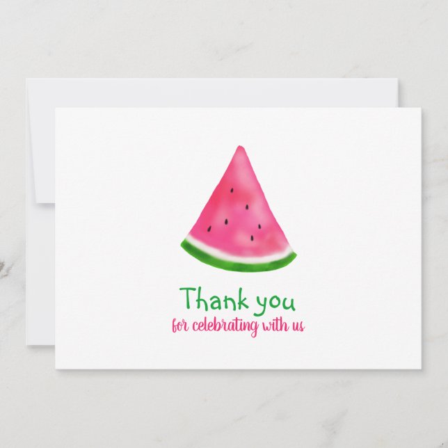 Watermelon Pattern Summer Cool Birthday Thank You Card (Front)