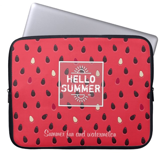 Watermelon Pattern, Summer Time | Personalised Laptop Sleeve (Front)