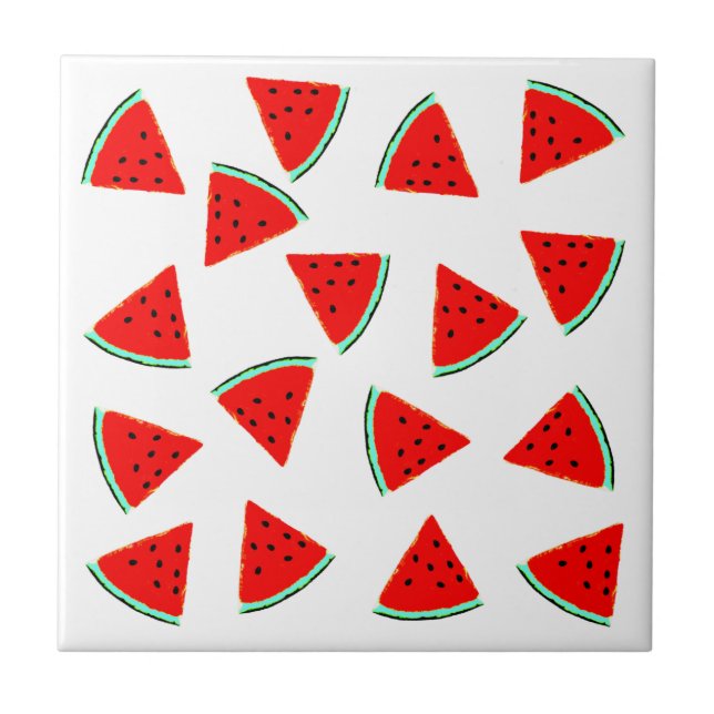 Watermelon Pattern Triangles Ceramic Tile (Front)