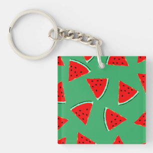 Watermelon Pattern Triangles Key Ring