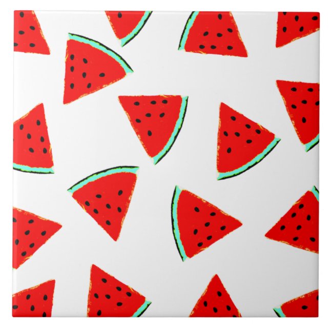 Watermelon Pattern Triangles Tile (Front)