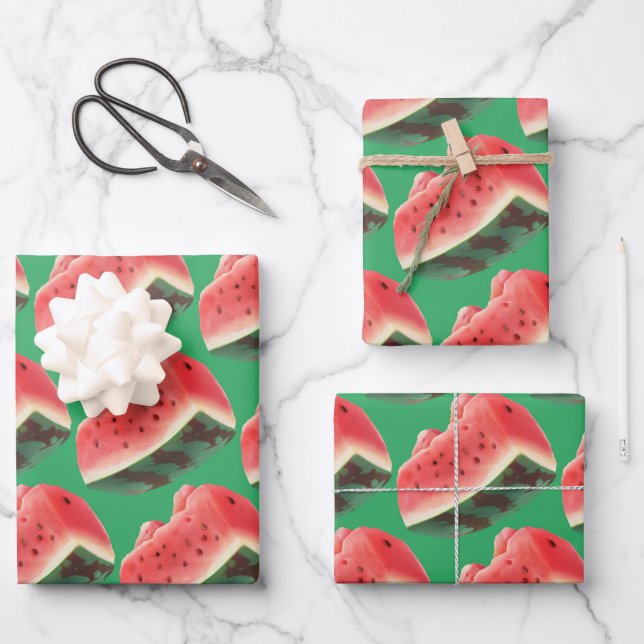 Watermelon Pattern Wrapping Paper Sheet (Front)