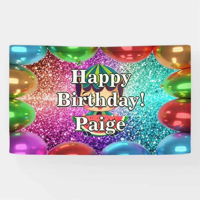 Watermelon Personalised character birthday banner (Horizontal)
