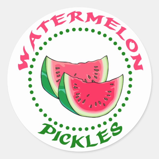 Watermelon Pickles Food Jar Classic Round Sticker (Front)
