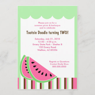 Watermelon Picnic Summer Birthday Party 5x7 Invitation