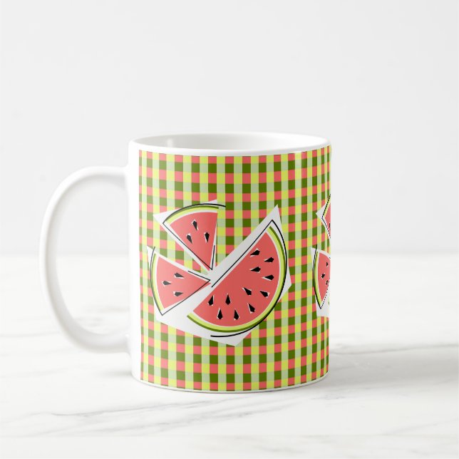 Watermelon Pieces Check Coffee Mug (Left)