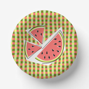 Watermelon Pieces Check Paper Plate