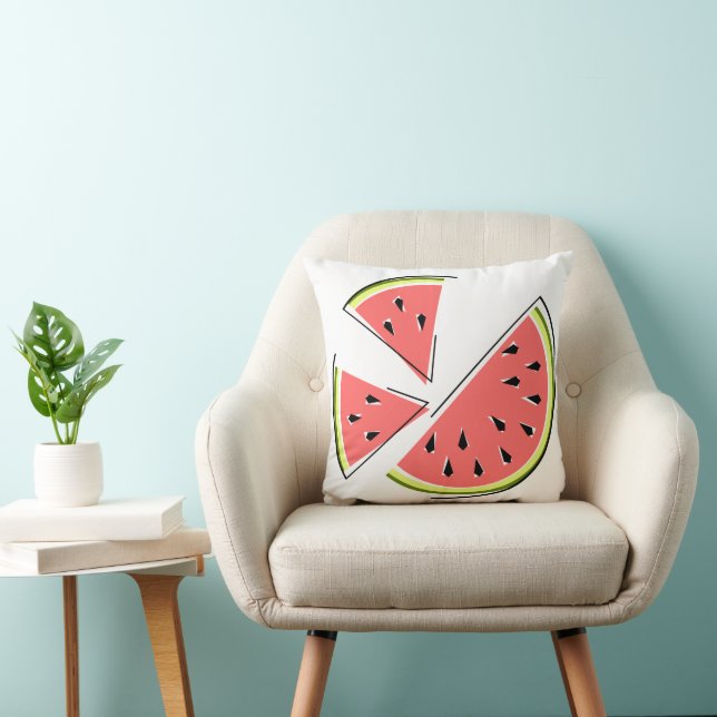 Watermelon Pieces checked back square Cushion (Chair)