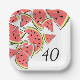 Watermelon Pieces Circle 40 Age square Paper Plate