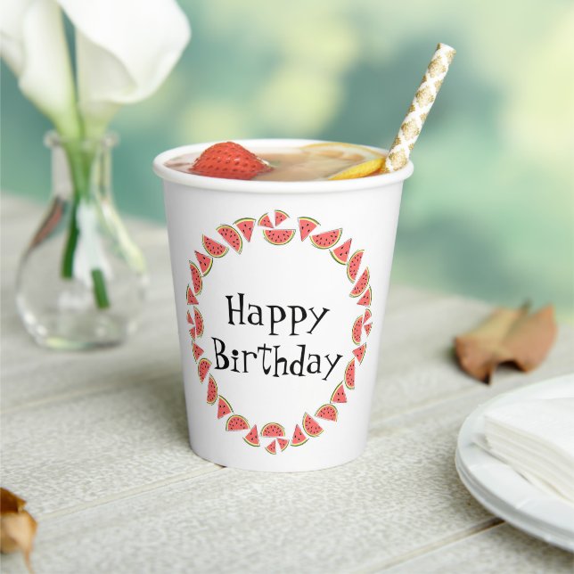 Watermelon Pieces Circle Birthday Paper Cups (Insitu)