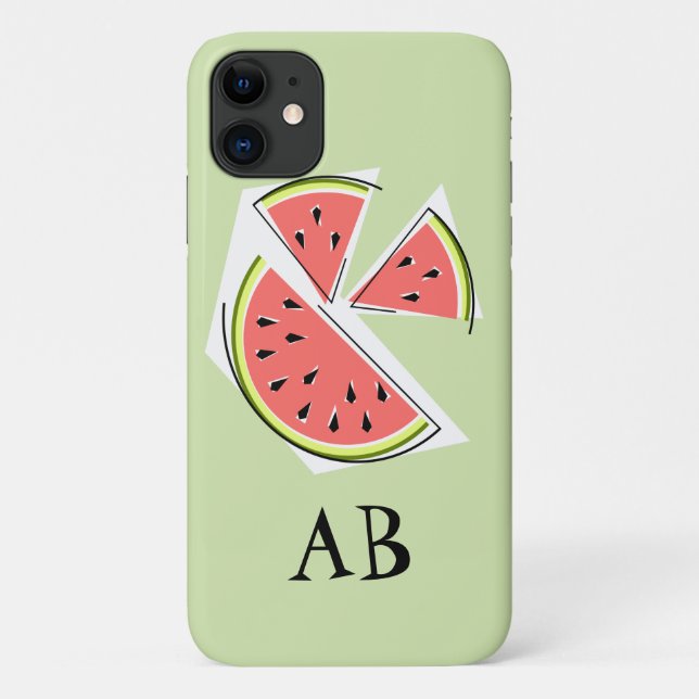 Watermelon Pieces green 'Monogram' iPhone case (Back)